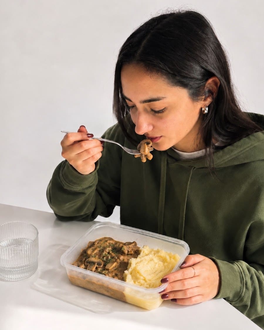 Una vianda de Mecha lista para comer